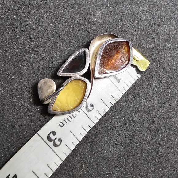 Vintage Sterling Silver 925 Multistone Set Large Abstract Pendant 2.5 Inch shows - Picture 9 of 9